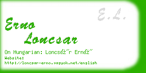 erno loncsar business card